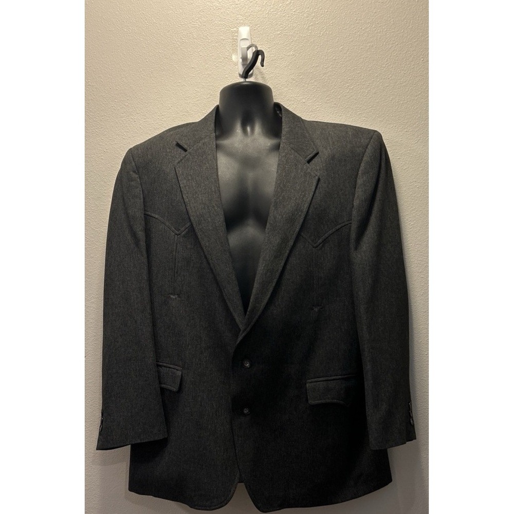 Circle S 2 Piece Men's Suit Heather Gray Size 46R Made In USA Dallas‎ Texas